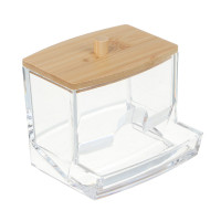 Органайзер для ватных палочек с бамбуковой крышкой ЮНИLOOK, PS, бамбук,  9х7,9х7см,  ВЗ24-28