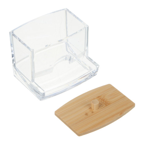 Органайзер для ватных палочек с бамбуковой крышкой ЮНИLOOK, PS, бамбук,  9х7,9х7см,  ВЗ24-28