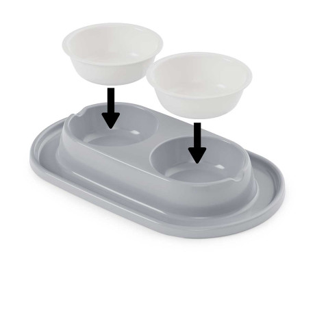 Миска для животных 0,3л двойная на подставке серый БШ8496 х9