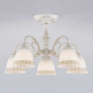 EUROSVET Люстра 5x60W 520х320 металл белый/белый с золотом/золото/белый Campina 60107/5