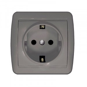 UNIVersal Клио роз. ОУ 1 мест. 16А (земля) IP44 серый (корп. ABS) К2228-Gr