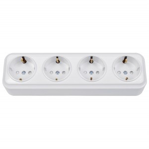 Bylectrica Вариант роз. 16А 4 мест. ОУ (земля) штор. (корп. ABS) белый РА16-0186