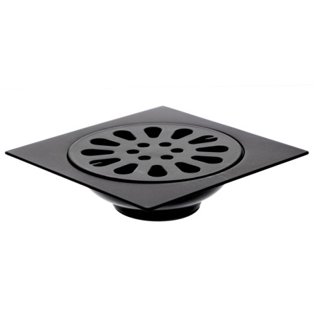 Трап 100х100 мм, вертикальный, с защит. от запахов, внеш/внутр d=40/37 мм, нержав. сталь, черный