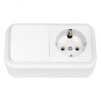 Bylectrica Пралеска блок (роз. 16А + 1 кл. выкл. 10А) ОУ бел. (земля) В-РЦ-527