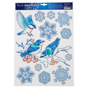 Наклейка новогод.  "Зима" 41*29см, ПВХ Волшебная страна