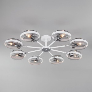 Eurosvet св-к потолоч. E14 8x60 Вт 915х915х185 металл белый/хром/дымчатый Gallo 70121/8 a052339