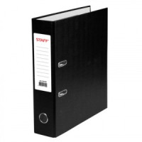 Папка-регистратор STAFF, с покрытием из ПВХ, 70 мм, без уголка, черная, 225187