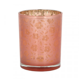 Подсвечник стеклянный, 10x10x12,5 см, цвет розовый
