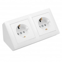 Bylectrica СТИЛЬ Блок угловой 2-м розетки с з/к со шторк. белый, (РА16-756)