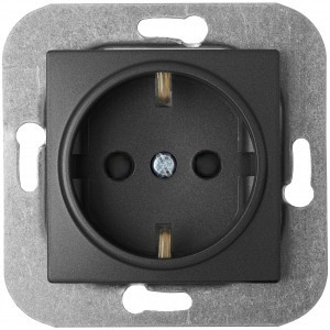 Bylectrica УЮТ мех. розетки земля со шторками, черный графит, (РС16-532 черный графит)