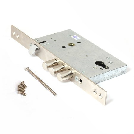 Замок врез Т-52-Ni Apecs Никель (межос-85мм, б/цилиндра, аналог Kale252R)  \12