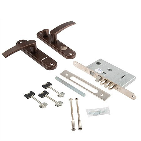 Замок врез ЗВ9-8.З/13-ЗП.РФ46Л с доп. задвижкой (ручки Левые медь)   \9