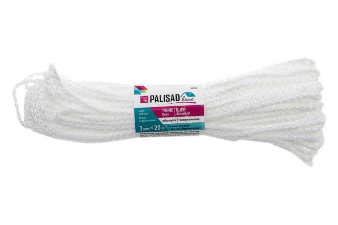 Шнур бельевой полипропиленовый с сердечником, 3 мм, L 20 м, белый, Home Palisad