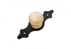 Ручка-кнопка дверная сталь+дерево мод.3 серый металлик без лака инд.уп. Домарт (10)