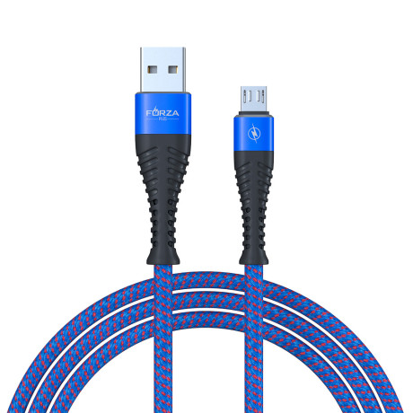 FORZA Кабель для зарядки Венеция Micro USB, 1м, 2А, тканевая оплётка, 3 цвета, пакет