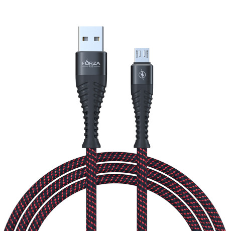 FORZA Кабель для зарядки Венеция Micro USB, 1м, 2А, тканевая оплётка, 3 цвета, пакет
