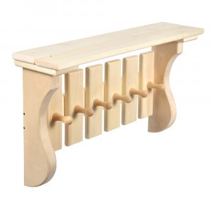 Полка с вешалкой, 6 рожков 54*31*14см, липа, 32412 Банные штучки