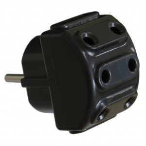 AY-KA разветвитель (тройник) 5роз. 10A 250В плоская вилка черный (Турция) 7914300