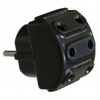 AY-KA разветвитель (тройник) 5роз. 10A 250В плоская вилка черный (Турция) 7914300