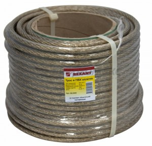 Трос стальной в ПВХ изоляции d=10.0 мм, катушка 50 метров  REXANT, 09-5300