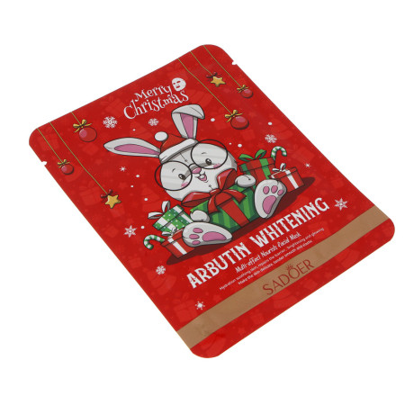 Маска для лица тканевая увлажняющая осветляющая с арбутином тм SADOER Merry Xmas, 25 гр