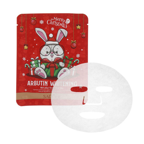 Маска для лица тканевая увлажняющая осветляющая с арбутином тм SADOER Merry Xmas, 25 гр