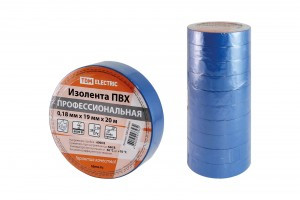 TDM Изолента 19/20 ПВХ профессиональная 0,18х19мм Синяя 20м (10!) SQ0526-0065