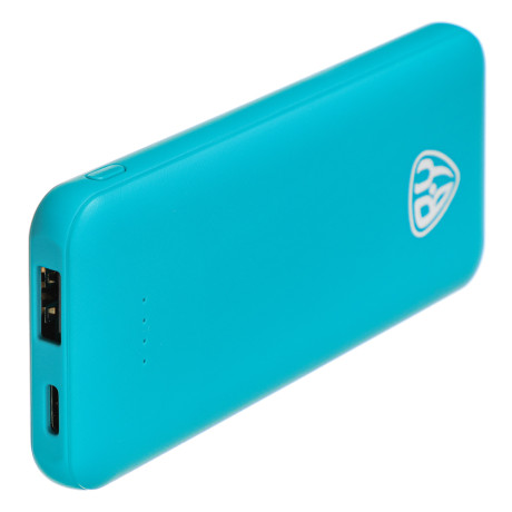 BY Аккумулятор мобильный, 5000 мАч, USB, 2А, прорезиненное покрытие, бирюзовый