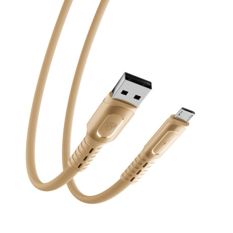 BY Кабель для зарядки Экстрим Micro USB, 1м, 3А, Быстрая зарядка QC3.0, ткань, золотистый