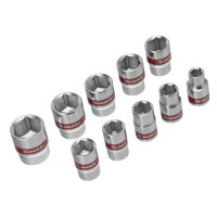 Набор торцевых головок 3/8&quot;, 6 гранные, CrV, 8-19мм, 10 штук Matrix