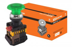 TDM AELA-22 кнопка управления "Грибок" зелен. d22мм неон/230В 1з+1р (10!) SQ0704-0014