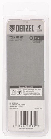Бита T15x100 мм, 5 шт. Denzel