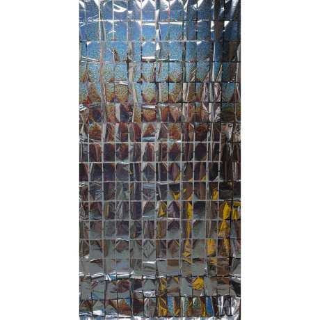 Занавес 9222-23-2 из фольги "Прямоугольник" 1*1,8м Серебро