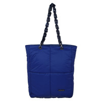 Болонь Сумка - шоппер 35х32х9,5см, 1 отд.на молнии, болоневый мат-л, иск.кожа, пл.ручки, синий мет.