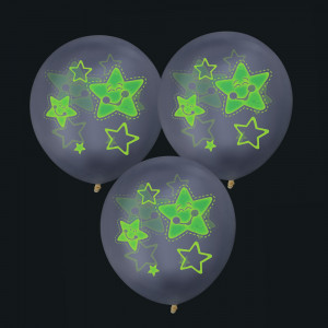 Капитан Весельчак Набор воздушных шаров с флуоресцентным покр. с рисунками, 3 шт, 12&quot;, 6 дизайнов