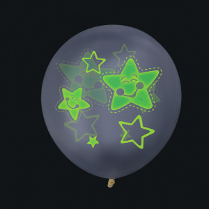 Капитан Весельчак Набор воздушных шаров с флуоресцентным покр. с рисунками, 3 шт, 12&quot;, 6 дизайнов