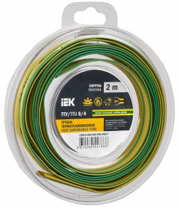IEK термоусадка трубка ТТУ нг-LS 8/4 жел-зел. (2м/упак, цена за уп) ТУТ UDR12-008-004-002-K52-T