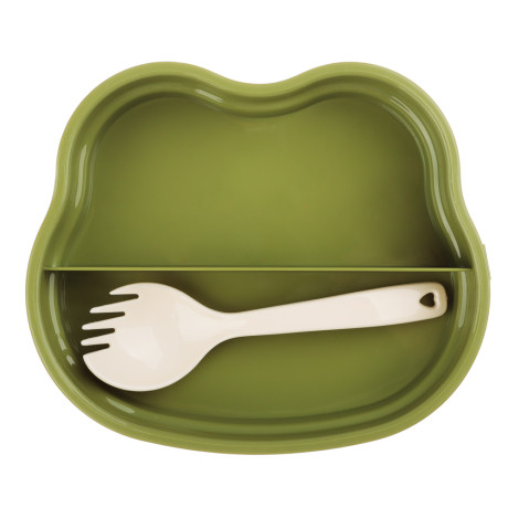 Ланчбокс квадратный "Зайчата", тарелка, ложка-вилка, 16,5х12см, полипропилен