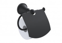 DIADONNA Держатель для туалетной бумаги с крышкой настенный, металл, черный, D8003BL