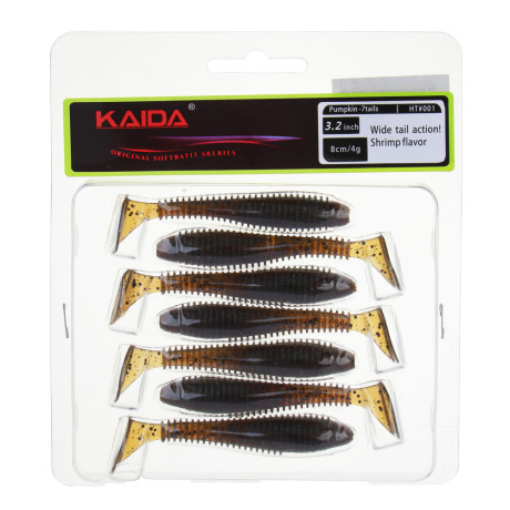 KAIDA Приманка силиконовая ТВИСТЕР 3", 8см, 4гр, HT001, 7шт