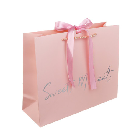 Пакет подарочный вскч бум., 210 гр, с лентой, L 32x26x11 см, 4 цвета