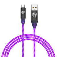 BY Кабель для зарядки Светящийся Type-C, 1м, 2.4А, Быстрая зарядка, подсв. фиолет., Герои, ВАСИЛИСА