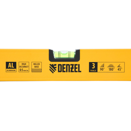 Уровень алюминиевый, магнит, фрезерованный, 3 глазка (1 зеркал.) 0,5 мм/м, 1000 мм Denzel