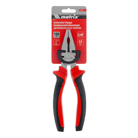 Плоскогубцы комбинированные, 180 мм, хром-ванадий, двухкомпонентные рукоятки Matrix