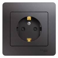 Systeme Electric GLOSSA роз. СУ 1 мест. графит (пл.осн., земля, штор.) GSL001344 (5!)