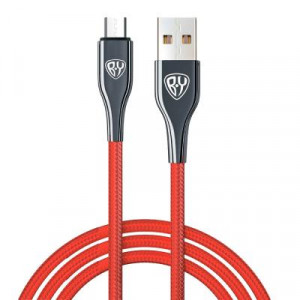 BY Кабель для зарядки Smart Micro USB, 1м, 3A, Быстрая зарядка QC 3.0, тканевая оплетка, красный