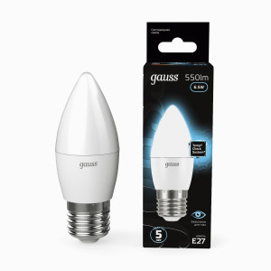 Gauss Свеча E27 6.5W(550 lm) 4100K 4K 100x35 матовая, алюм./пластик 103102207