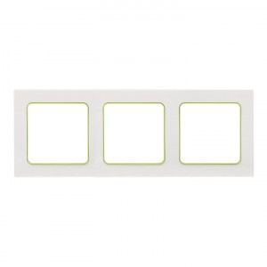 EKF Стокгольм рамка 3 мест. белая с линией цвета зеленый (PC) EAM-G-302-10