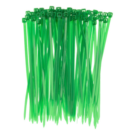 Хомуты, 100 x 2.5 мм, пластиковые, зеленые, 100 шт Сибртех