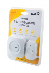 Звонок беспроводной GARIN DoorBell DB1W220 черный BL1, 52 мелод, пит.кнопки 23А (в/к),динамик - 220V